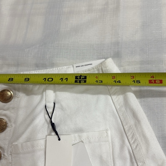 (M2)NEW Zara high-waisted, wide-leg, cropped jeans,Sz 6, with gold buttons with - Picture 10 of 14